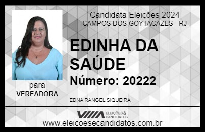 Candidato EDINHA DA SAÚDE 2024 - CAMPOS DOS GOYTACAZES - Eleições