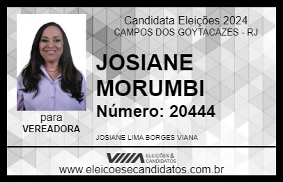 Candidato JOSIANE MORUMBI 2024 - CAMPOS DOS GOYTACAZES - Eleições