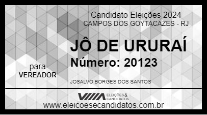 Candidato JÔ DE URURAÍ 2024 - CAMPOS DOS GOYTACAZES - Eleições