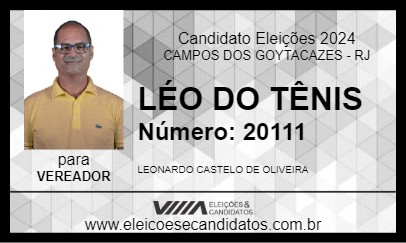 Candidato LÉO DO TÊNIS 2024 - CAMPOS DOS GOYTACAZES - Eleições