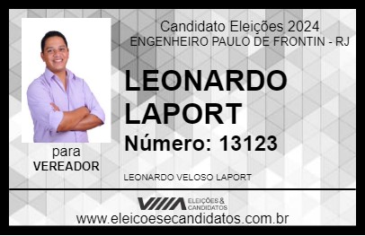 Candidato LEONARDO LAPORT 2024 - ENGENHEIRO PAULO DE FRONTIN - Eleições