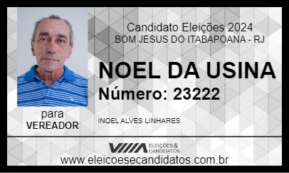 Candidato NOEL DA USINA 2024 - BOM JESUS DO ITABAPOANA - Eleições