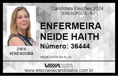 Candidato ENFERMEIRA NEIDE HAITH 2024 - TERESÓPOLIS - Eleições