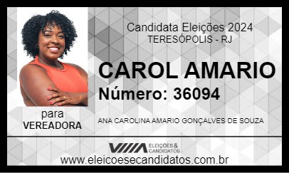 Candidato CAROL AMARIO 2024 - TERESÓPOLIS - Eleições