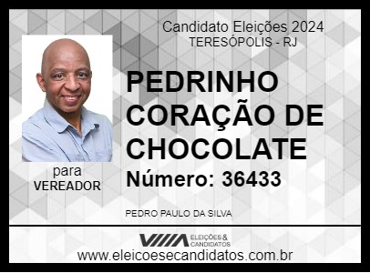 Candidato PEDRINHO CORAÇÃO DE CHOCOLATE 2024 - TERESÓPOLIS - Eleições