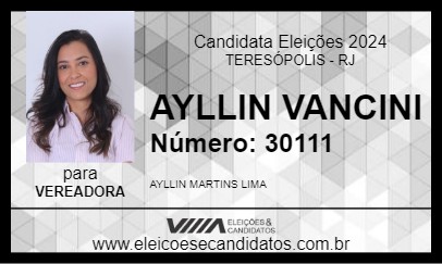 Candidato AYLLIN VANCINI 2024 - TERESÓPOLIS - Eleições