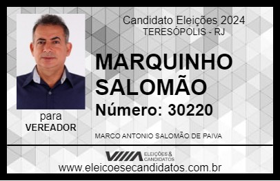 Candidato MARQUINHO SALOMÃO 2024 - TERESÓPOLIS - Eleições