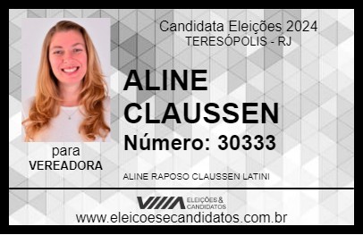 Candidato ALINE CLAUSSEN 2024 - TERESÓPOLIS - Eleições