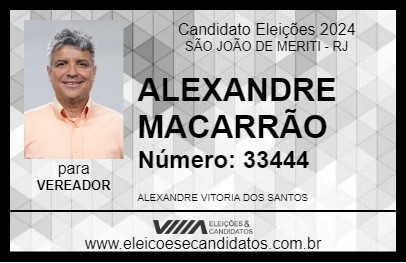 Candidato ALEXANDRE MACARRÃO 2024 - SÃO JOÃO DE MERITI - Eleições