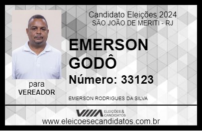 Candidato EMERSON GODÔ 2024 - SÃO JOÃO DE MERITI - Eleições