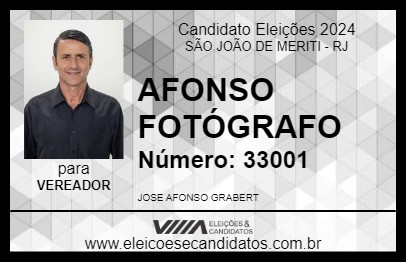 Candidato AFONSO FOTÓGRAFO 2024 - SÃO JOÃO DE MERITI - Eleições