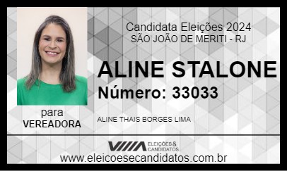 Candidato ALINE STALONE 2024 - SÃO JOÃO DE MERITI - Eleições