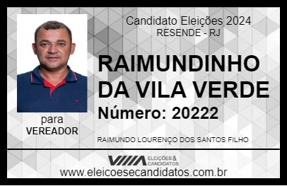 Candidato RAIMUNDINHO DA VILA VERDE 2024 - RESENDE - Eleições