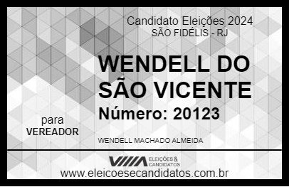 Candidato WENDELL DO SÃO VICENTE 2024 - SÃO FIDÉLIS - Eleições