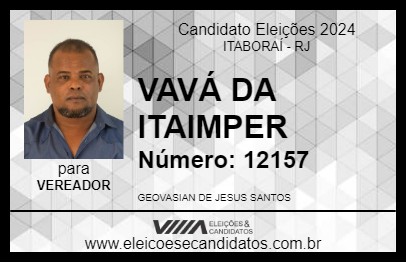 Candidato VAVÁ DA ITAIMPER 2024 - ITABORAÍ - Eleições