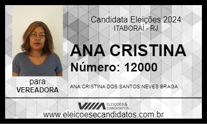 Candidato ANA CRISTINA 2024 - ITABORAÍ - Eleições