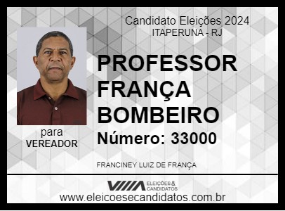 Candidato PROFESSOR FRANÇA 2024 - ITAPERUNA - Eleições