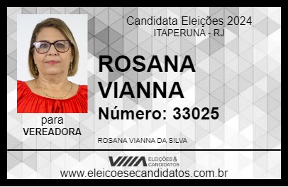 Candidato ROSANA VIANNA 2024 - ITAPERUNA - Eleições