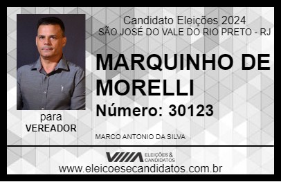 Candidato MARQUINHO DE MORELLI 2024 - SÃO JOSÉ DO VALE DO RIO PRETO - Eleições