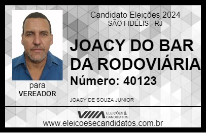 Candidato JOACY DO BAR DA RODOVIÁRIA 2024 - SÃO FIDÉLIS - Eleições