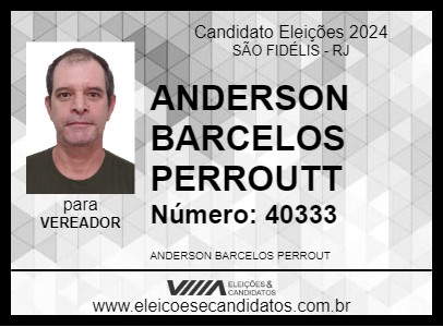 Candidato ANDERSON BARCELOS PERROUTT 2024 - SÃO FIDÉLIS - Eleições