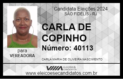 Candidato CARLA DE COPINHO 2024 - SÃO FIDÉLIS - Eleições