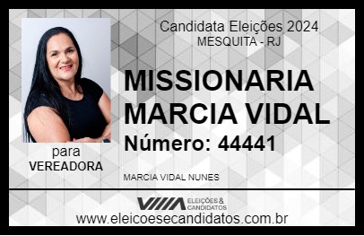 Candidato MISSIONARIA MARCIA VIDAL 2024 - MESQUITA - Eleições