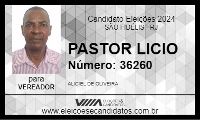 Candidato PASTOR LICIO 2024 - SÃO FIDÉLIS - Eleições