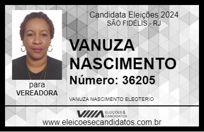 Candidato VANUZA NASCIMENTO 2024 - SÃO FIDÉLIS - Eleições