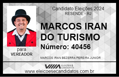 Candidato MARCOS IRAN DO TURISMO 2024 - RESENDE - Eleições