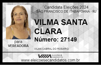 Candidato VILMA SANTA CLARA 2024 - SÃO FRANCISCO DE ITABAPOANA - Eleições