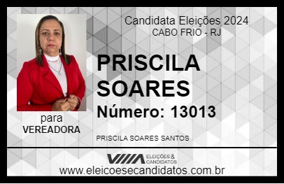 Candidato PRISCILA SOARES 2024 - CABO FRIO - Eleições