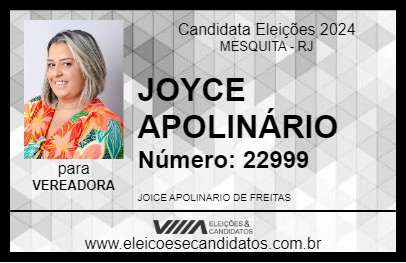 Candidato JOYCE APOLINÁRIO 2024 - MESQUITA - Eleições