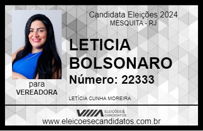 Candidato LETICIA CUNHA 2024 - MESQUITA - Eleições