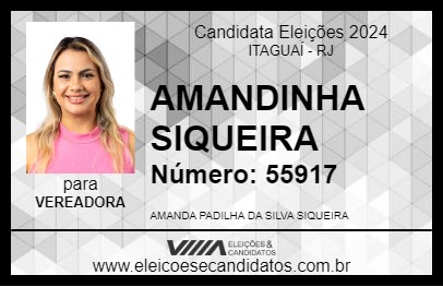 Candidato AMANDINHA SIQUEIRA 2024 - ITAGUAÍ - Eleições