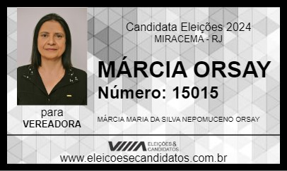 Candidato MÁRCIA ORSAY 2024 - MIRACEMA - Eleições