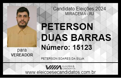 Candidato PETERSON DUAS BARRAS 2024 - MIRACEMA - Eleições