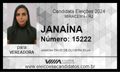 Candidato JANAÍNA 2024 - MIRACEMA - Eleições