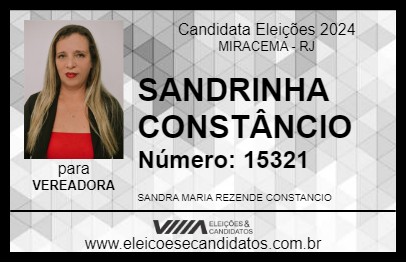 Candidato SANDRINHA CONSTÂNCIO 2024 - MIRACEMA - Eleições