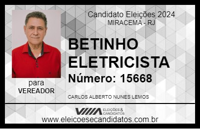 Candidato BETINHO ELETRICISTA 2024 - MIRACEMA - Eleições