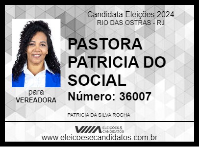 Candidato PASTORA PATRICIA DO SOCIAL 2024 - RIO DAS OSTRAS - Eleições