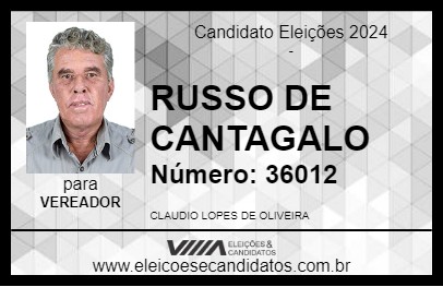 Candidato RUSSO DE CANTAGALO 2024 - RIO DAS OSTRAS - Eleições