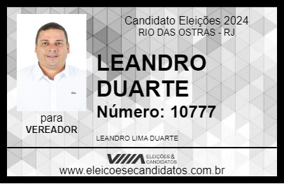 Candidato LEANDRO DUARTE 2024 - RIO DAS OSTRAS - Eleições