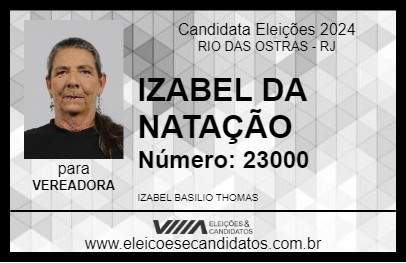 Candidato IZABEL DA NATAÇÃO 2024 - RIO DAS OSTRAS - Eleições