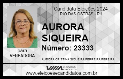 Candidato AURORA SIQUEIRA 2024 - RIO DAS OSTRAS - Eleições