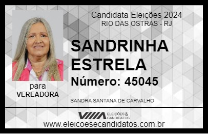 Candidato SANDRINHA ESTRELA 2024 - RIO DAS OSTRAS - Eleições