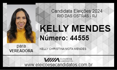 Candidato KELLY MENDES 2024 - RIO DAS OSTRAS - Eleições