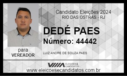 Candidato DEDÉ PAES 2024 - RIO DAS OSTRAS - Eleições