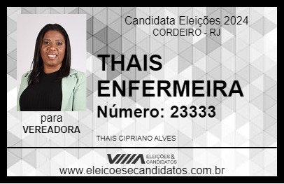 Candidato THAIS ENFERMEIRA 2024 - CORDEIRO - Eleições