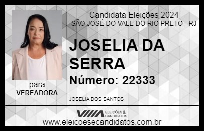 Candidato JOSELIA DA SERRA 2024 - SÃO JOSÉ DO VALE DO RIO PRETO - Eleições